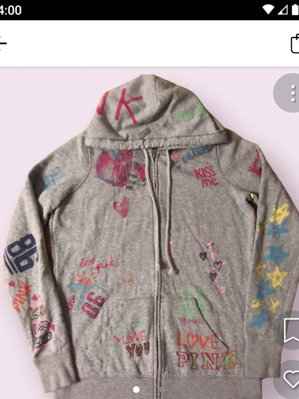 RARE Victoria's Secret Grey 'Love Pink' Graffiti Zip Hoodie